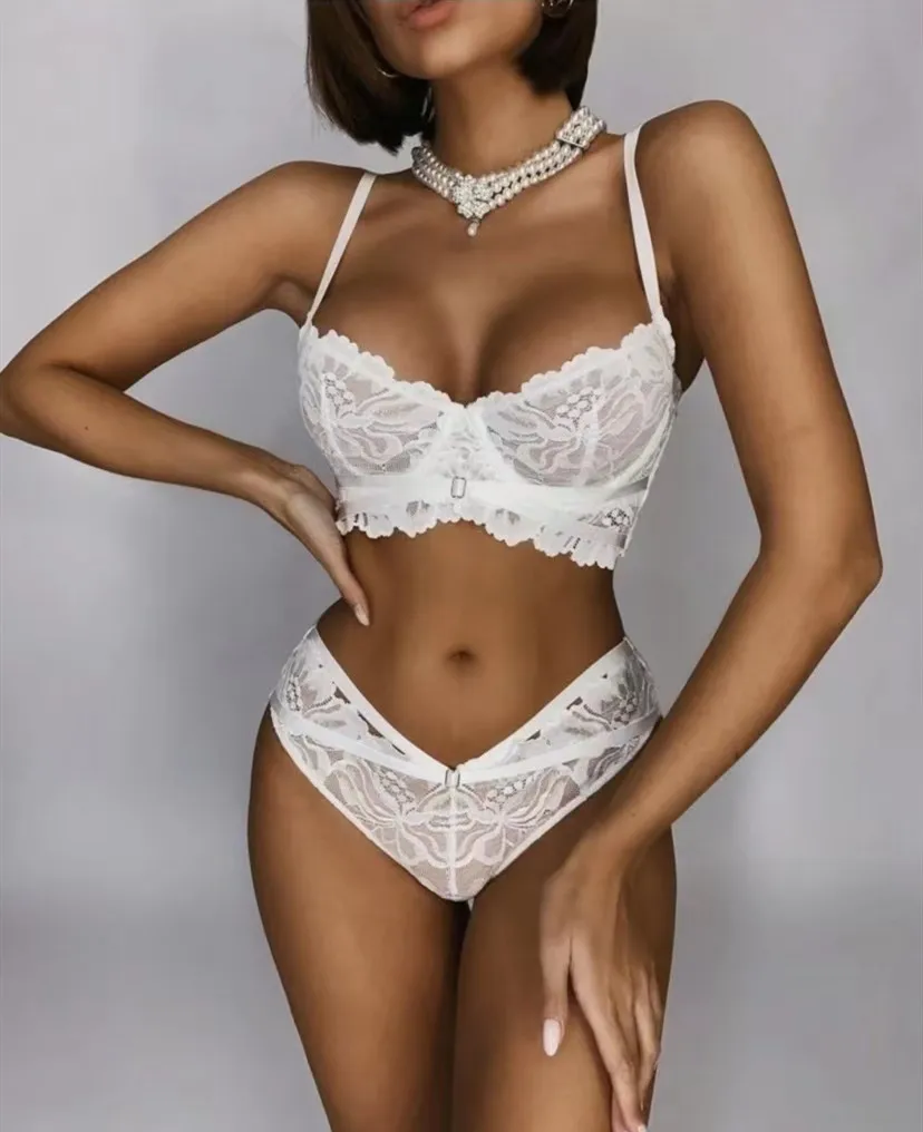 Lace Embroidery Women\'s Underwear Set Sexy Ultra-thin Cup Lingerie Set High Quality Bra Set Push Up Brassiere Suit