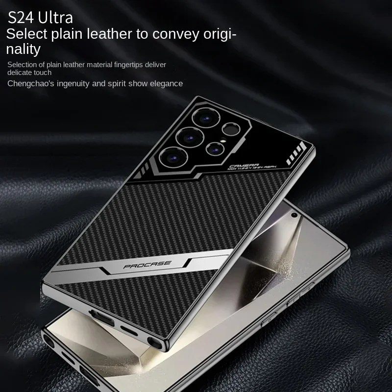 Galaxy S25 Plus Electroplating Leather S25 Ultra Phone Case for Samsung Galaxy S26 S25 S24 S23 Ultra Protective Shockproof Cover