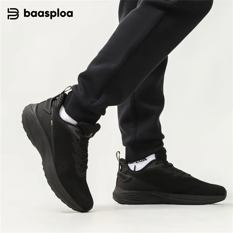  Baasploa Men Running Shoes Casual Sneakers Lightweight Lace-Up Comfort Breathable Non-Slip  Anti Slip Wear-Resistant Sport Shoes 