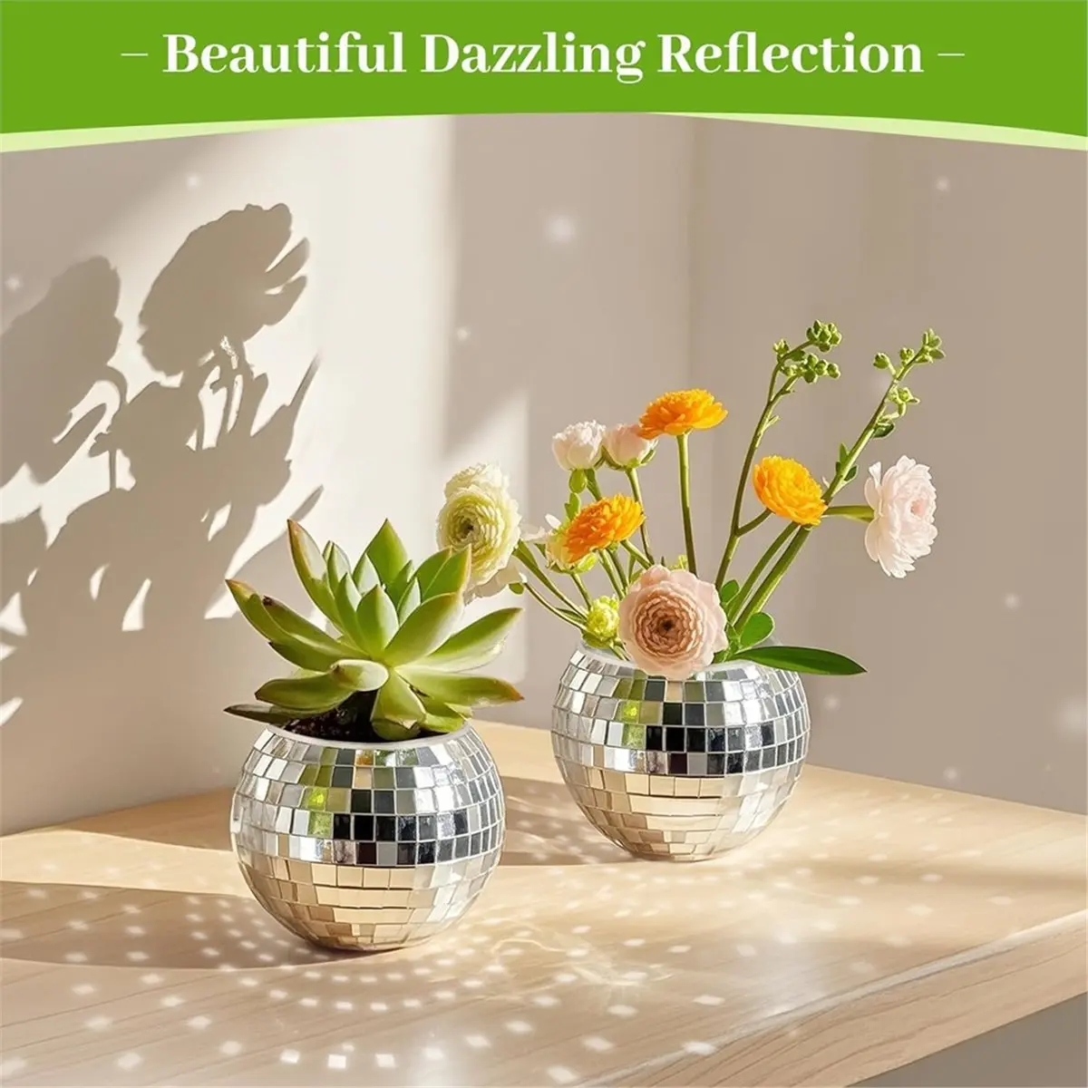 6 Pcs Disco Ball Vase, Mirror Disco Ball Decor for Wedding Table Centerpieces, Glass Planter Party Decorations