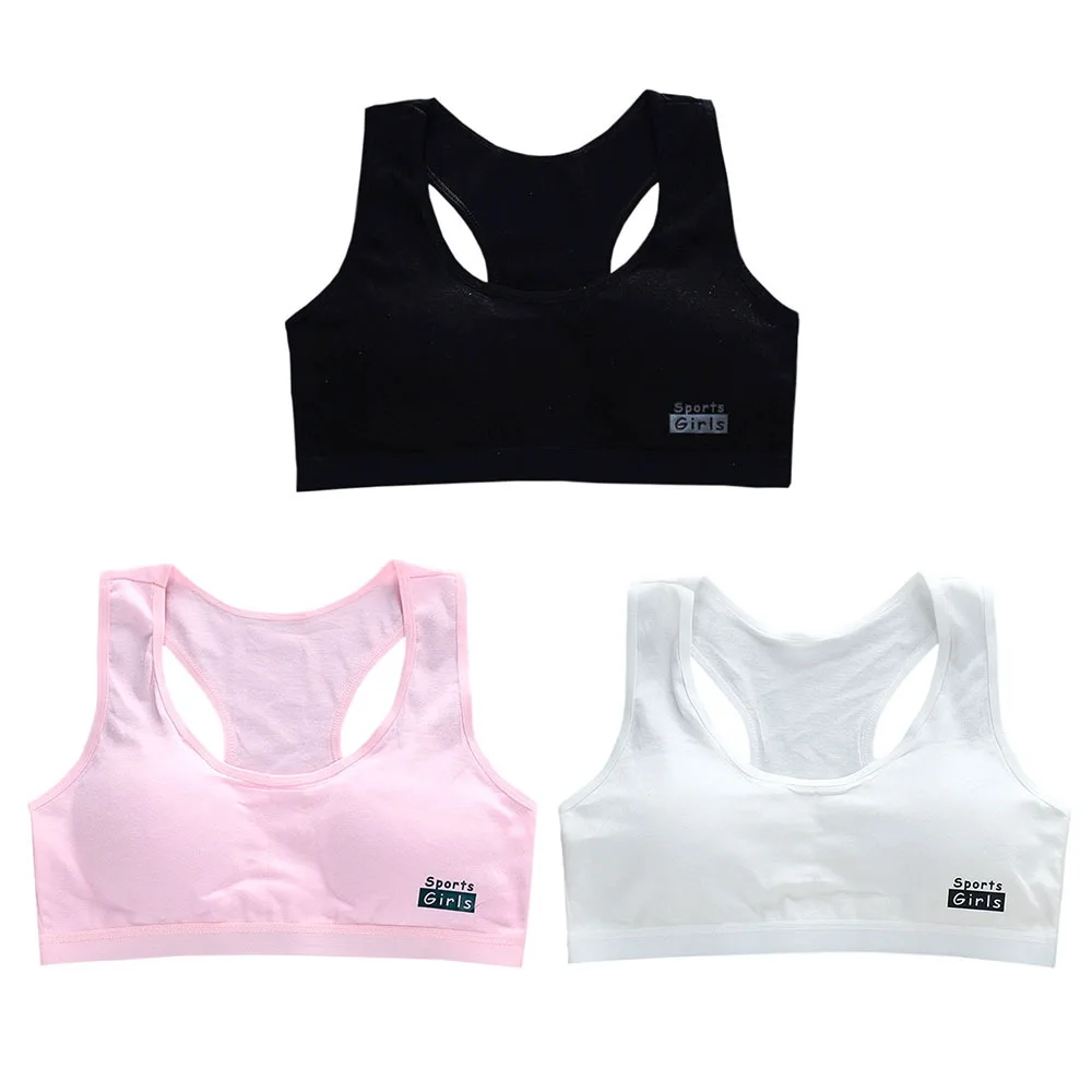 

1/3 шт., повседневные хлопковые тренировочные бюстгальтеры, эластичное нижнее белье, детские топы, жилет-борцовка для девочек-подростков