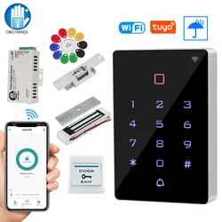 Kit de sistema de Control de acceso de puerta, controlador de acceso de teclado RFID a prueba de agua, WiFi, APP Tuya, cerraduras de golpe magnéticas eléctricas para el hogar, 180KG