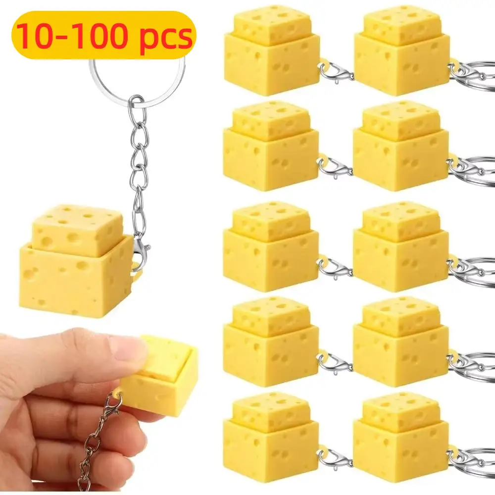 10-100Pcs Cheese Clicker Keychain 3D Printed Keyboard Switch Stress Relief Gift for Teacher Nurse Colleague Graduation