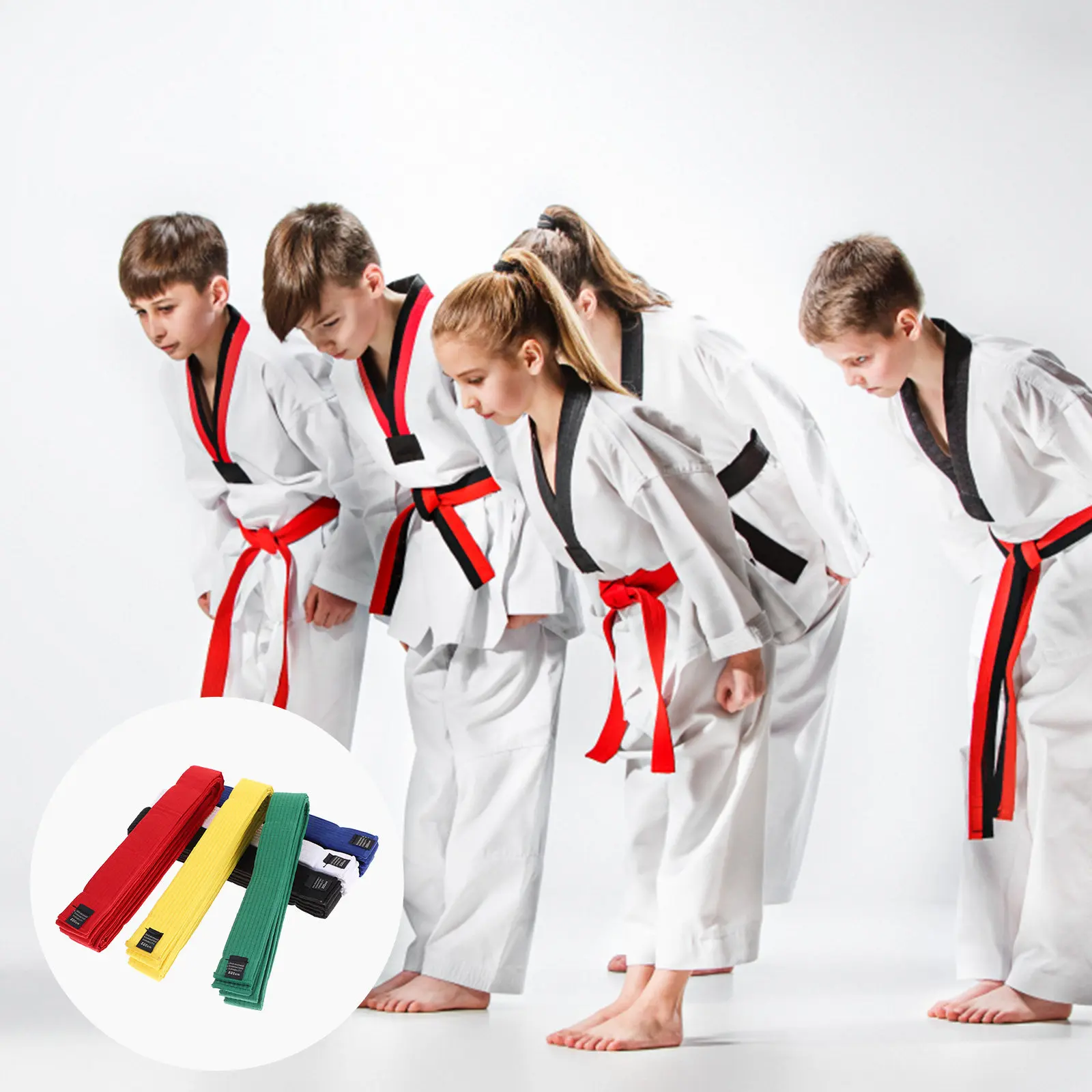Karate Belts 6 Pack Cotton Martial Arts Training Waistbands for Adults Taekwondo Practice Gear