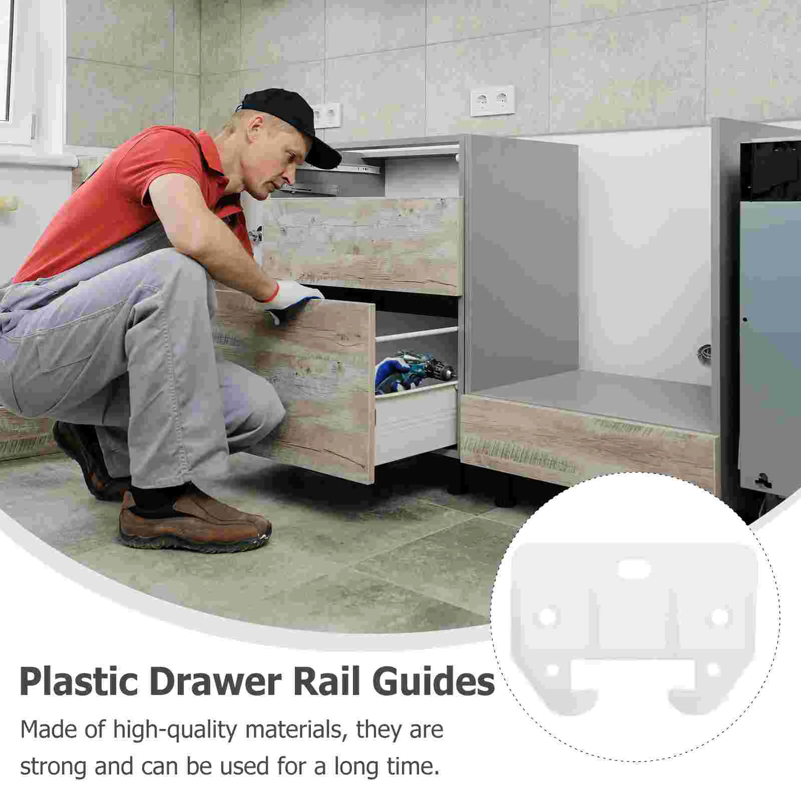 Parti per binari per cassetti da 10 pezzi Guide per binari in plastica Mini chiusure in legno per tazze per armadi