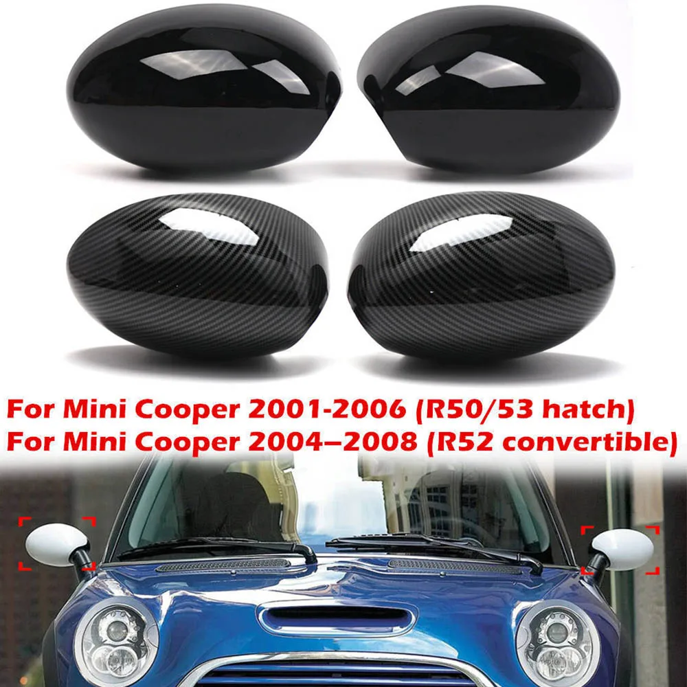 

1 пара крышек зеркал заднего вида с глянцевым черным углеродным волокном 51167030715 51167030716 для Mini Cooper R50 R52 R53 2001-2008