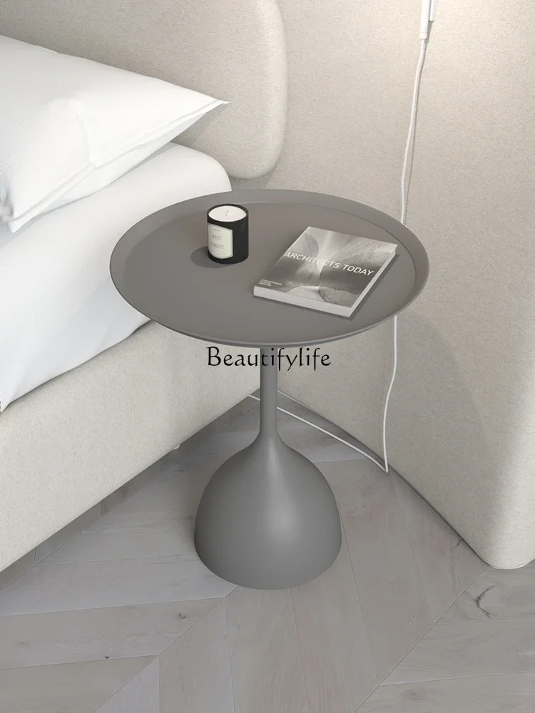 Nordic style modern simple bedside table round wrought iron bedside storage table