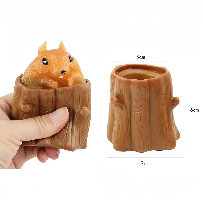 Multiple options Funny stress relief Squeeze ToysTree Stump Squirrel Cup Decompression Mouse Cheese Telescopic Head Spoof Toys