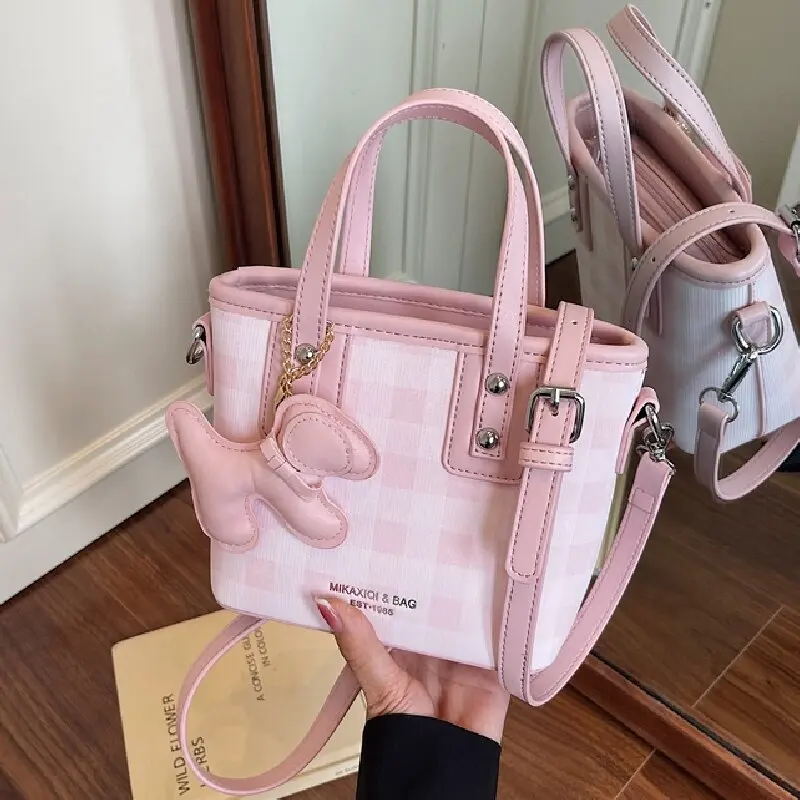 

Новая универсальная сумка-ведро с клетчатым узором для женщин 2026 года