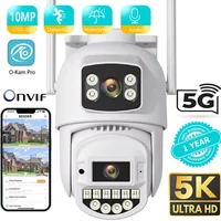 Cámara IP Wifi de 10MP 5K para exteriores, cámara de vigilancia PTZ de 2,4 GHZ y 5GHZ, lente Dual, pantallas duales, alerta de correo electrónico, protección de seguridad 4K