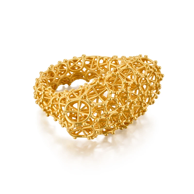 IVOG Hohl Weben Design Ring Für Frauen Gold Farbe Interweave Kleine Runde Perlen Ring Mode Schmuck