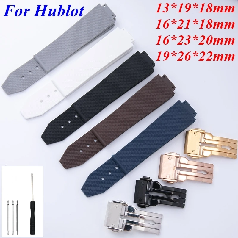 13x20 16x21 16x23 19x26 مللي متر ل Hublot الانفجار الكبير الكلاسيكية الانصهار حزام ساعة اليد شريط مطاطي رجل إمرأة سوار استبدال الملحقات