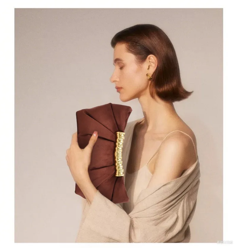 

2025 Pleated Evening Bag Leia Metallic Fashion High-End Commuter Crossbody Bag