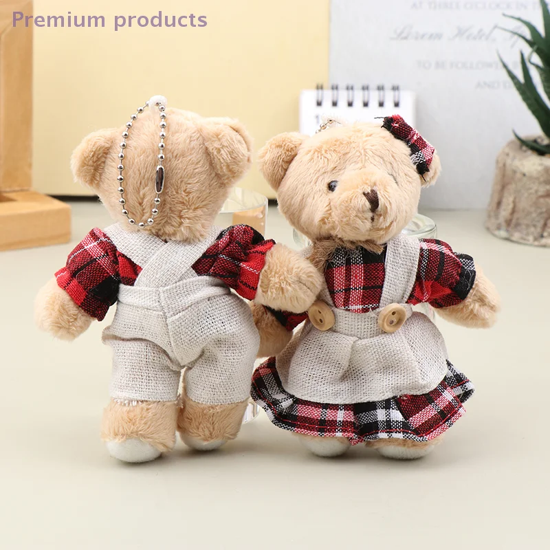 1pc dos desenhos animados usar roupas urso brinquedo de pelúcia chaveiro macio pelúcia boneca pingente mochila saco de carro chaveiro decoração presente do miúdo