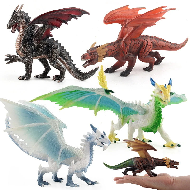 Children's Simulation Western Mythology Warcraft Dragon Fire Sea Dragon Solid Animal Ice Dragon Dinosaur Model Toy  Animals