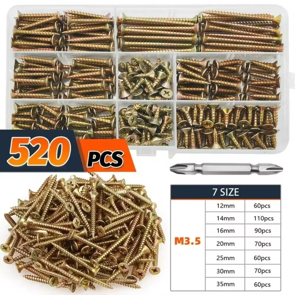 

M 3.5 Self-Drilling Wood Screws Wood Screw Carbon Steel Wood Screws Self Tapping Coarse Thread Flooring Nails Exterior Use