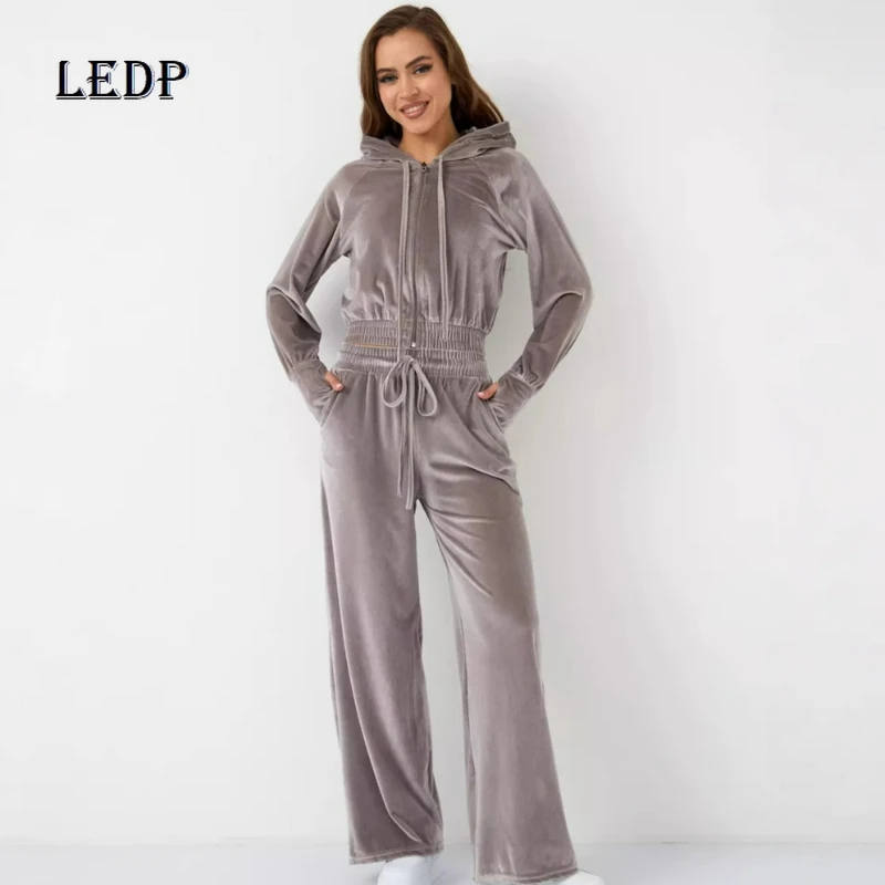 

Европейская и американская модная повседневная женская одежда, однотонный кардиган на молнии, флисовый свитер с серебряной лисой, комплект брюк на шнуровке, женский комплект