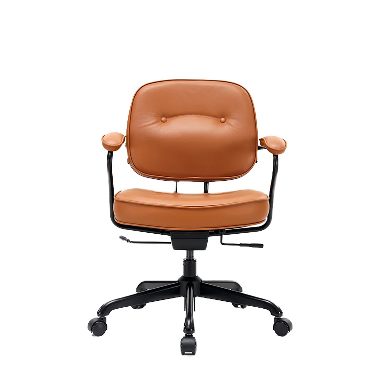 

# Leather Adjustable Mid-Back Boss Chair Swivel Function Aluminum Alloy Base Gliding For Home Office