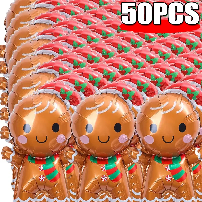 1-50PCS Christmas Balloons Aluminum Foil Small Balloon Kids Toys Xmas Tree Gingerbread Man Birthday Holiday Party Decoration