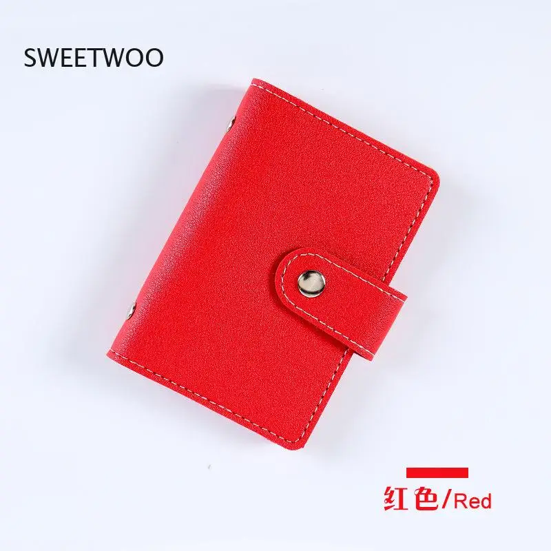 Multi-Color Snap-Closure Card Holder, Pu Leather Compact Credit Card Organizer