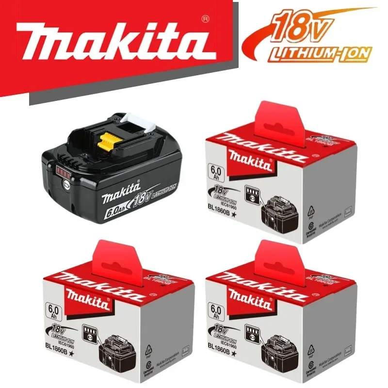 

100% Original Makita 18V battery 18650 rechargeable lithium-ion battery, replaceable Makita BL1830 BL1860B with 18V 3A charger