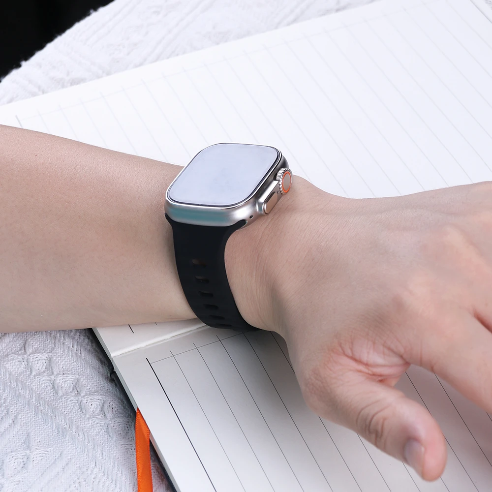 Apple Watch Ultra 2, 49mm, 46mm, 45mm, 44mm, 42mm, 41mm, 40mm, 38mm用シリコンストラップ,スポーツブレスレット,iwatchシリーズ10 9、8、7、6、se、5