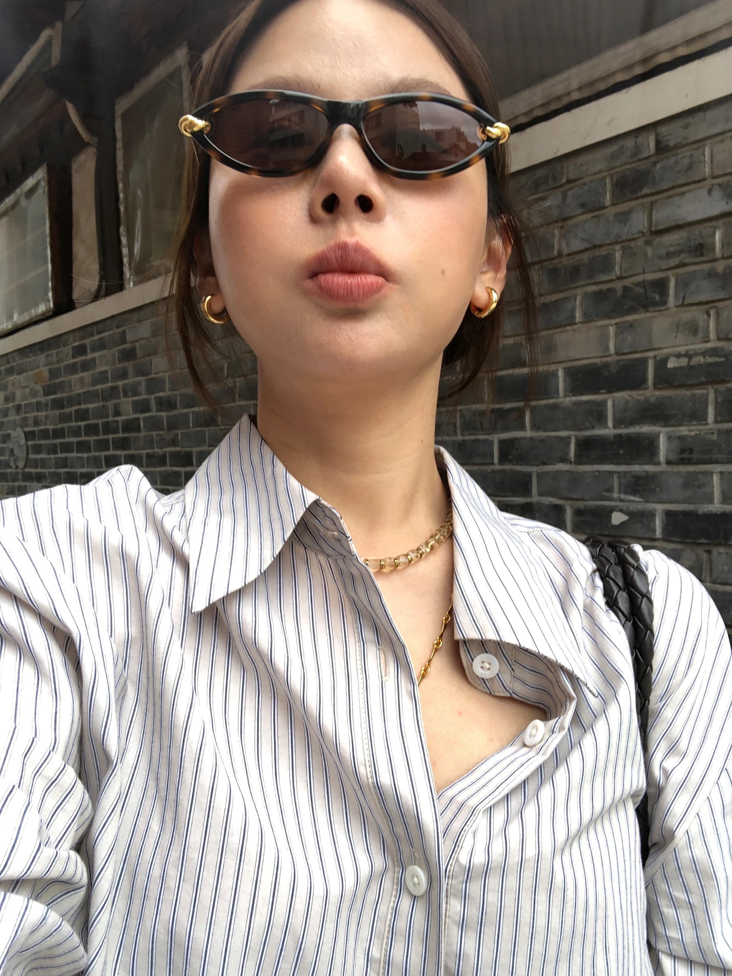 

Женский топ WXLSTUDIO в корейском стиле из чистого хлопка с длинными рукавами, в полоску, свободного кроя, с заниженной линией плеч