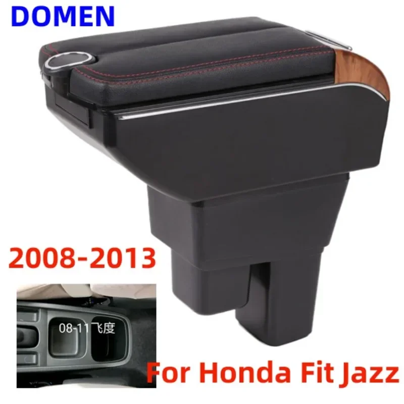 

New For Honda Fit Jazz Double open armrest box Central Store Content With Retractable Cup Hole Large Space Dual Layer USB