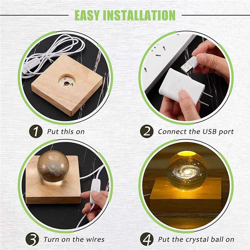 

LICE-4 Pieces Wood Light Display Base Wooden LED Display Base Crystal Glass Light Base Stand Wood LED Display Stand