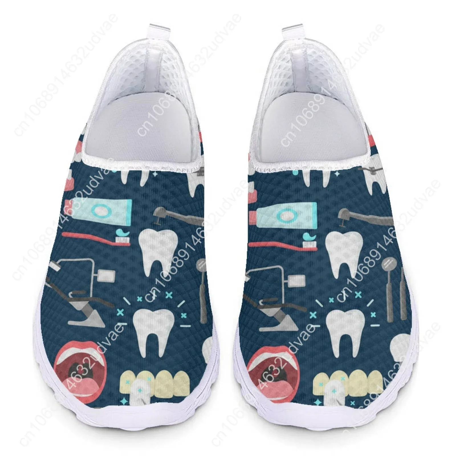 Dames Sneakers Tandarts Schoenen Tandheelkundige Apparatuur Print Zomer Mesh Loafers Licht Adem Flat Schoenen Vrouw