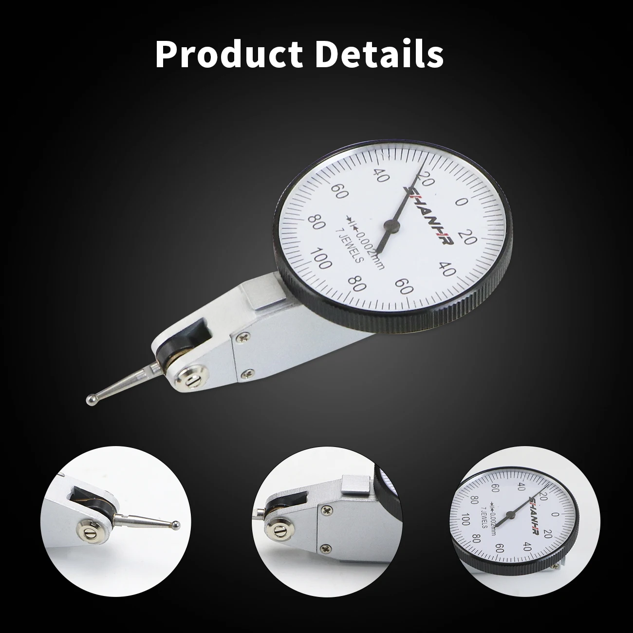 SHANHR Tools 0-0.2 mm 0.002 mm Dial Test Indicator Dial Gauge Indicator Tool Measurement Instruments