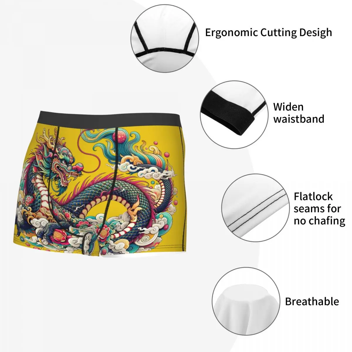 Chinese Dragon Mencosy Boxer Briefs Underpants Highly Breathable Top Quality Gift Idea