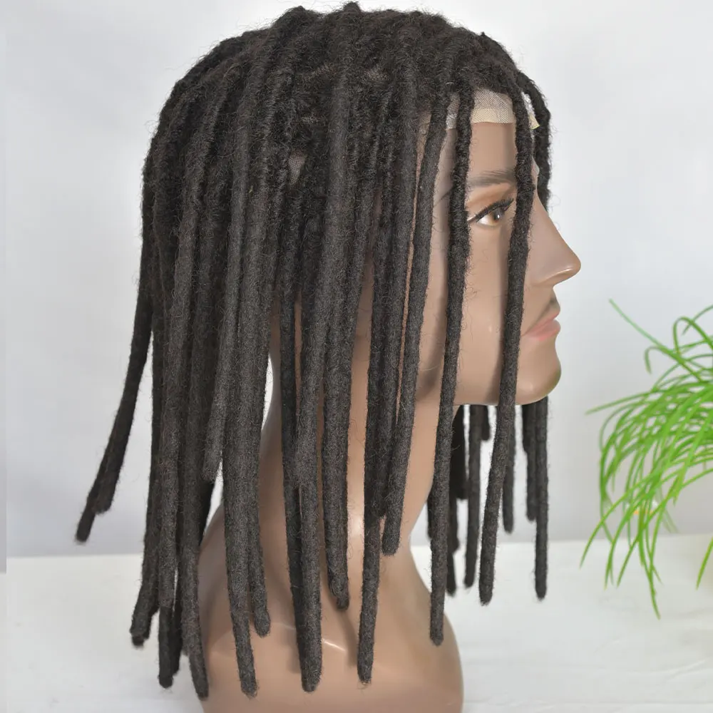 Extensions de dreadlock afro en cheveux humains pour hommes et femmes, 10 pouces, dentelle complète transparente, base 10x8, 0.8cm