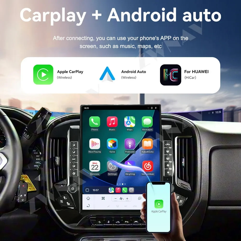 15.6 Inch Android 13 Car Radio For Chevrolet Silverado GMC 2014-2019 CarPlay GPS Navigation Stereo Multimedia Player Head Unit