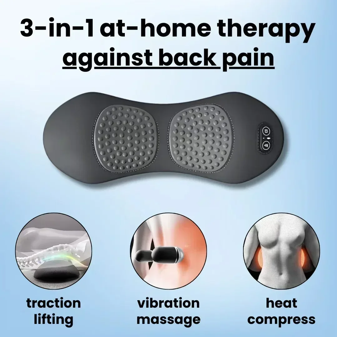 

3-in-1 Back Massager Heat Vibration for Back Pain Relief Herniated Disc Stretch Support Traction Lower Back Massage Pillow
