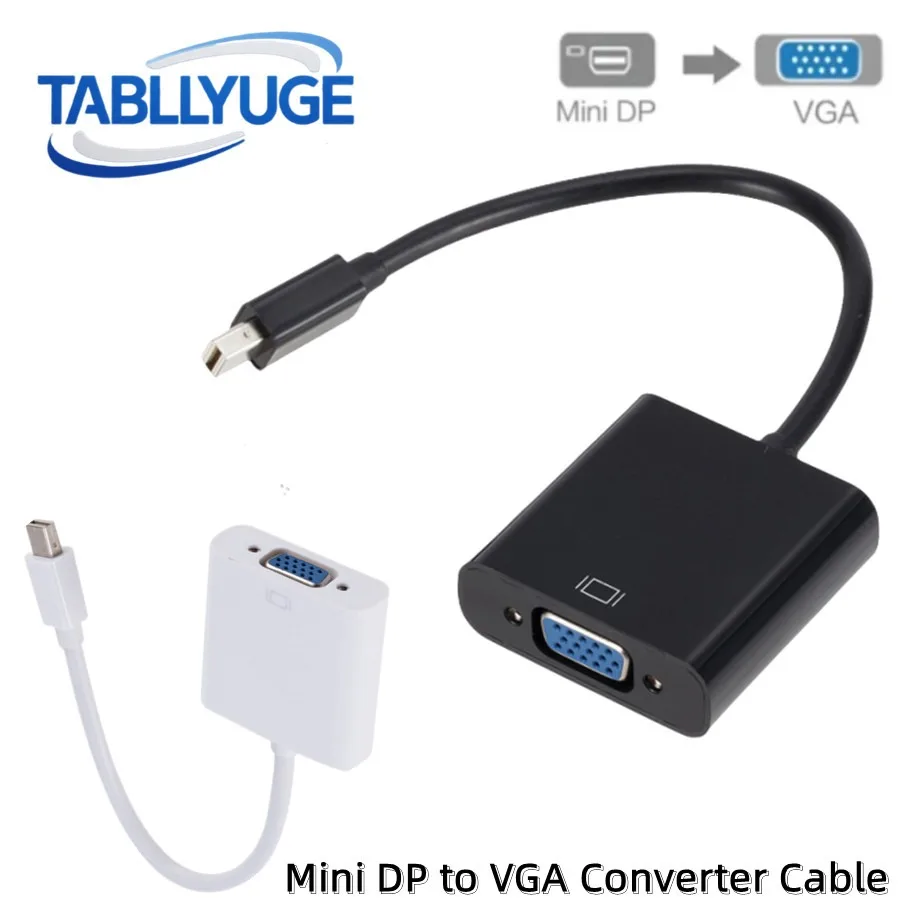 TABLLYUGE Mini DP to VGA Converter Cable 1080P Mini DisplayPort Male to VGA Female Adapter For Laptop PC Projector TV Converter