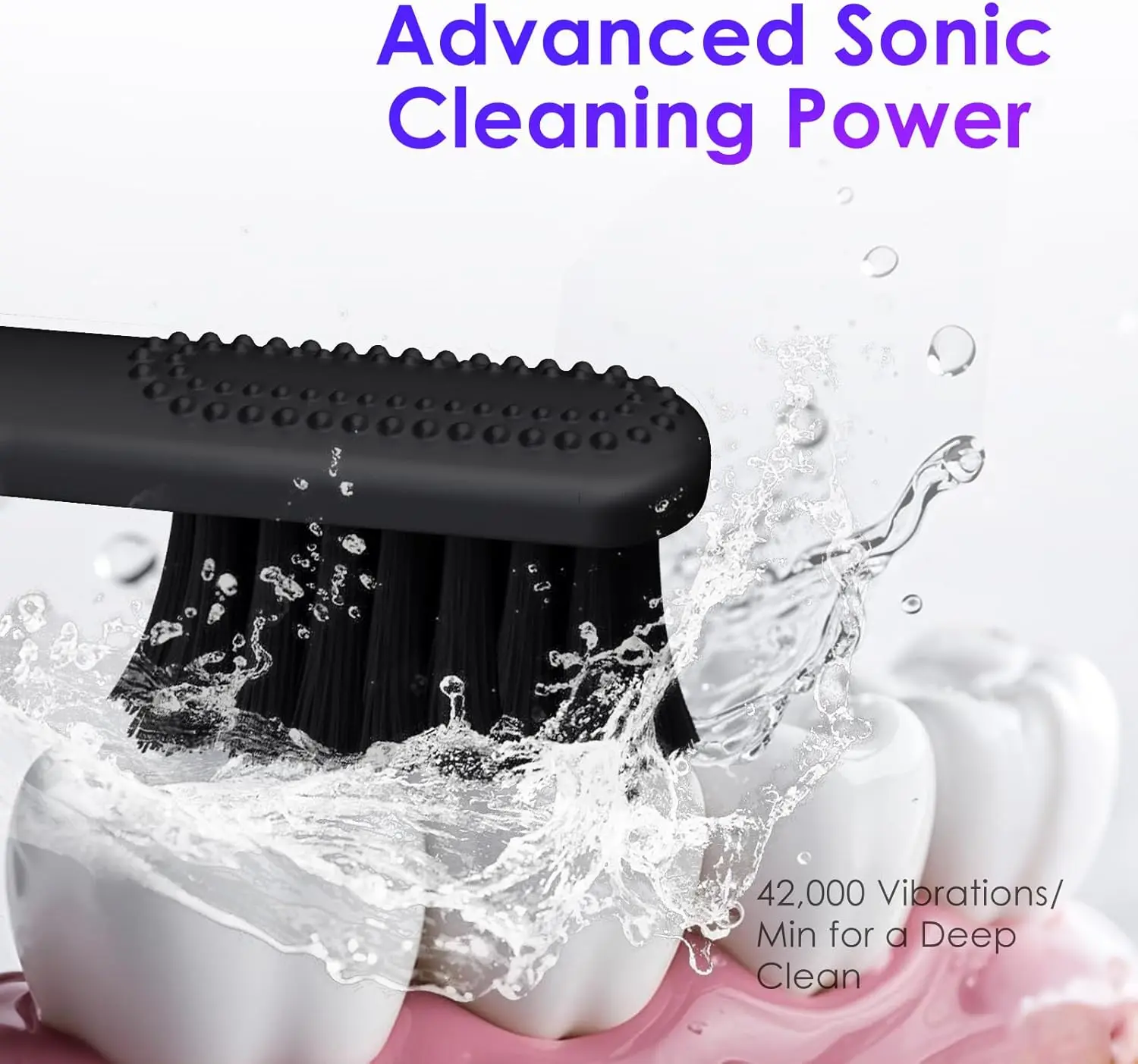 فرشاة أسنان كهربائية، فرشاة أسنان سونيك محمولة للسفر مع حقيبة واقية قابلة لإعادة الشحن عبر USB-C، شعيرات مريحة محايدة، Waterpr