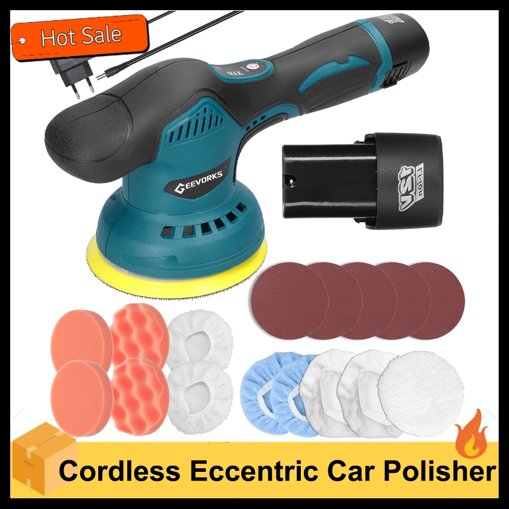 Cordless Eccentric Car Polisher 8 Gears of Speeds Adjustable Electric Auto Polishing Machine Wood Grinding Rust Removal Machine