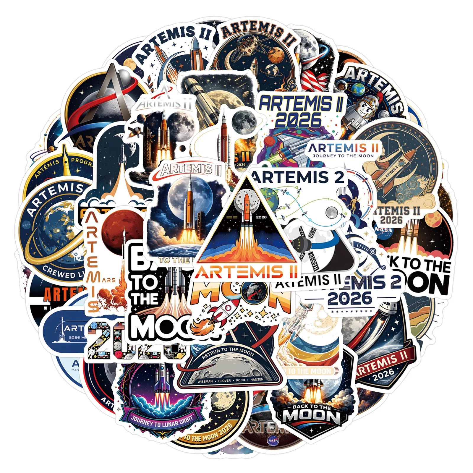 55 PCS New Nasa Artemis Ii Graffiti Stickers Decorative Notebook and Skateboard Stickers Personalized DIY Stickers Unique Design