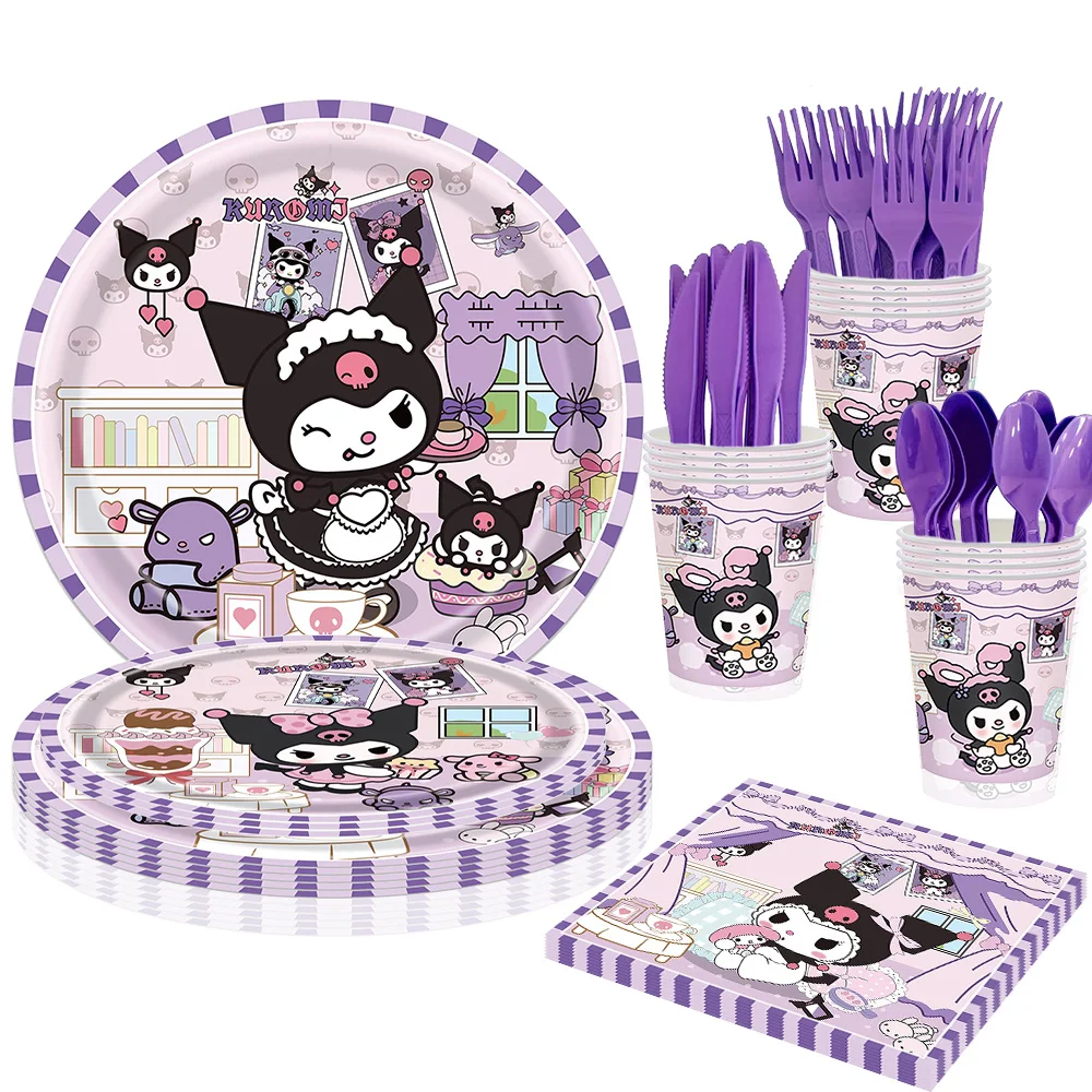 

Kuromi Birthday Party Decorations Kuromi Theme Party Melody Tablecloth Dining Tray Tissue Cup Children Baby Shower Party Supplie