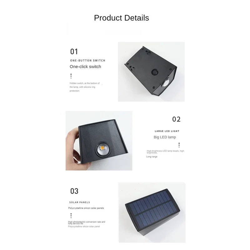 

T19C 2LED уличный настенный светильник водонепроницаемый солнечный наружный окружающий свет черный ABS уличный настенный светильник