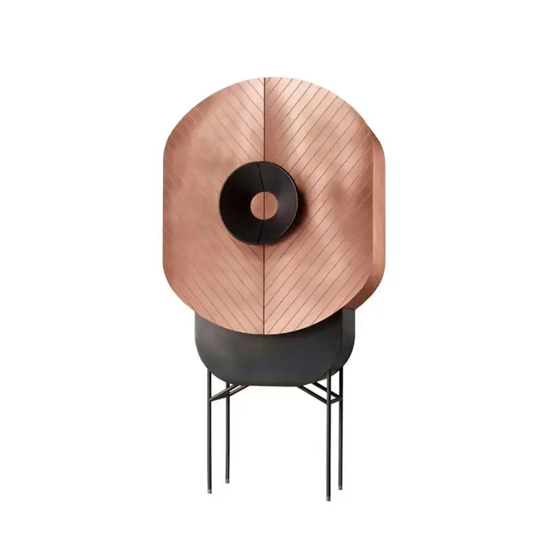 Wine Cabinet Creative Restaurant Storage Cabinet Italian Simple Stainless Steel Solid Wood Premium Sensing Side Cabinet