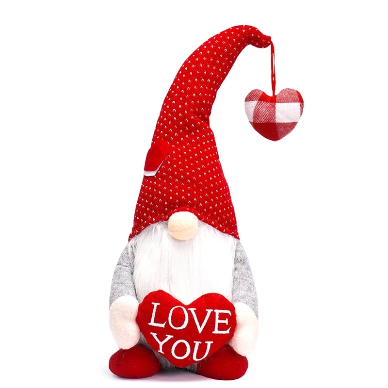 Valentines Day Gnome Decor - 2Pcs Valentine Gnomes Plush Home Table Decorations, Mr & Mrs. Sweet Swedish Gnome About 16X16x44cm