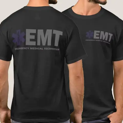 Star of Life Medical Paramedics EMT 전술 스타일의 진압 티셔츠. 고품질 면, 통기성 탑, 루즈한 캐주얼 티셔츠