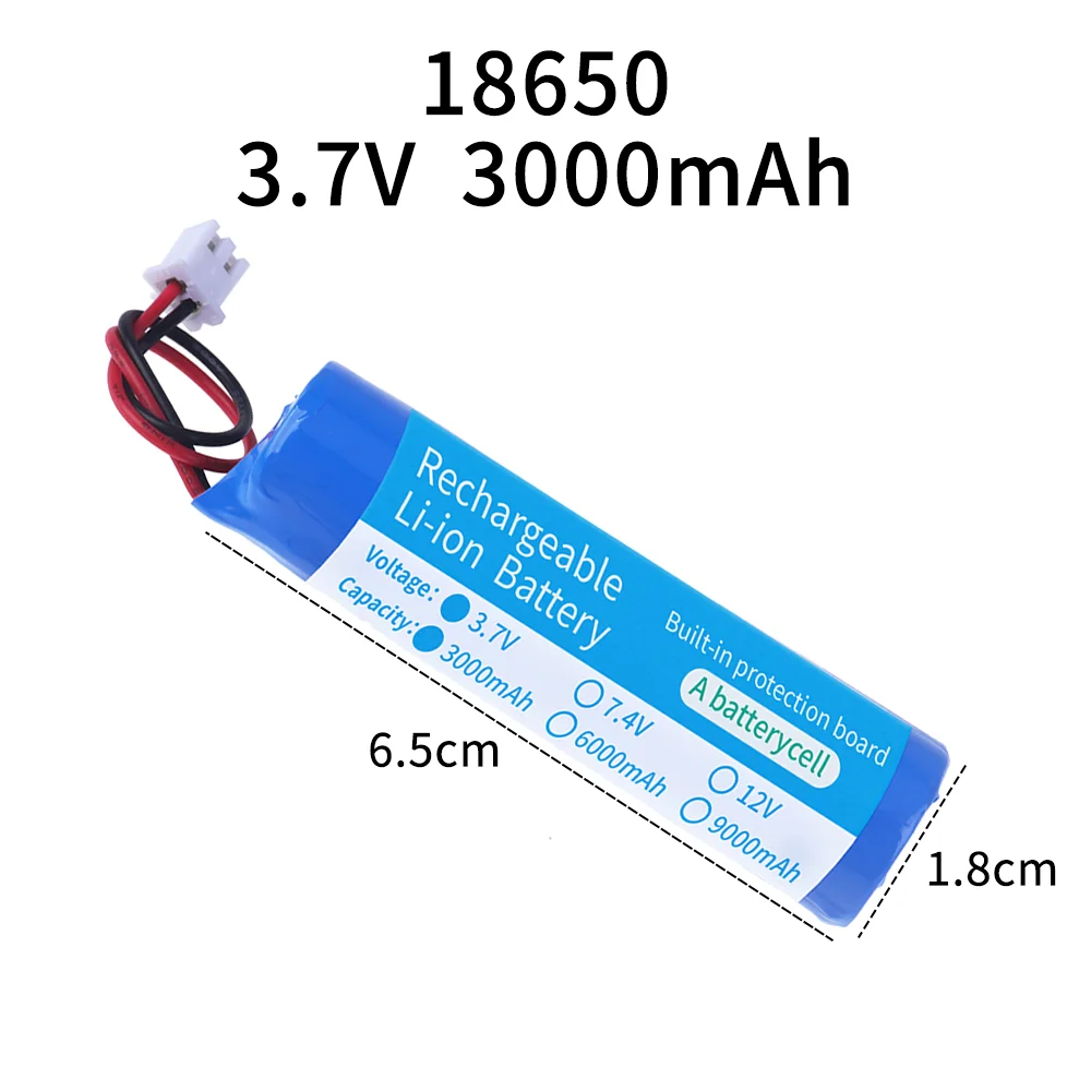 1s1p 1s2p 1s3p 1s4p 18650 3.7V Li-ion Battery Pack 3000mAh 6000mAh 9000mAh 12000mAh for Fishing LED Light, Bluetooth Speaker