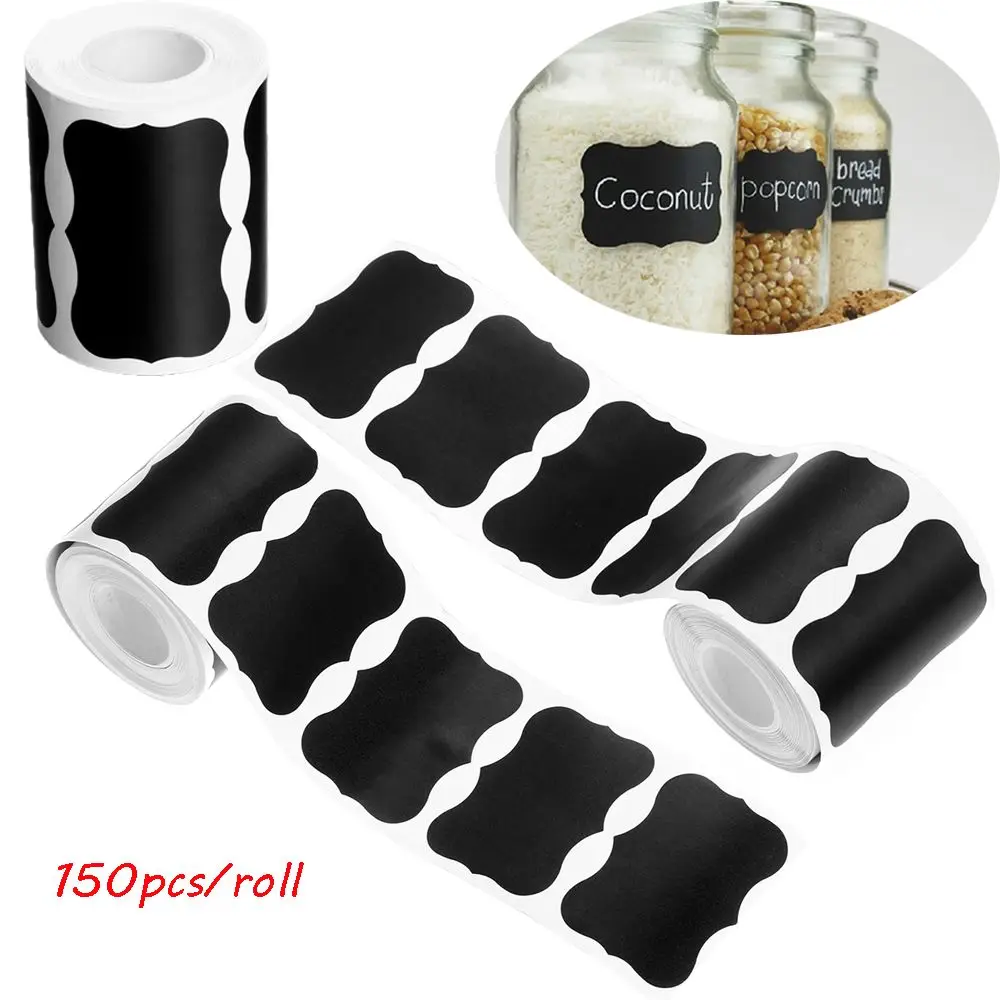 150pcs/roll Home Chalkboard Spice Labels Stickers Blackboard Label Marker Pen Bottle Tags