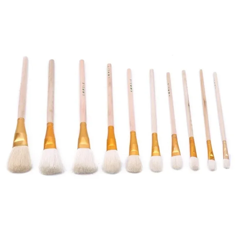 10 Pcs/set Artist Paint Brushes Set Wool Hair Watercolor Acrylic Oil Painting Brush Kids Gift Painting Supplies