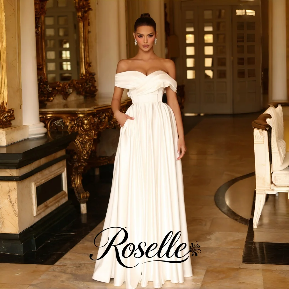 ROSELLE Simple Elegant Strapless A-Line Wedding Dress Off Shoulder Bow Open Back 2026 Bridal Gown Customized свадебное платьеl