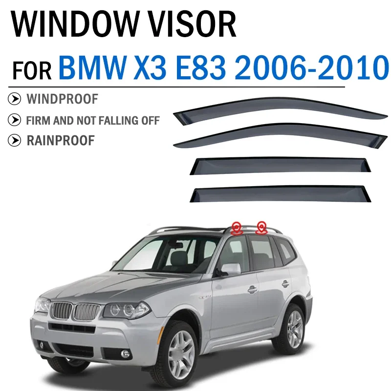 

FOR BMW X3 E83 2006-2010 Window Visor Deflector Visors Shade Sun Rain Guard Smoke Cover Shield Awning Trimn Car Accessories