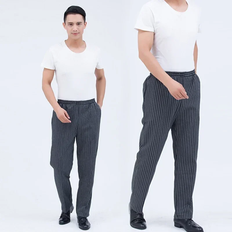 Unisex Chef Pants Cook Chef Bakery Pants with Elastic Waist Hotel Restaurant Kitchen Chef Work Long Pants Uniform ZL384